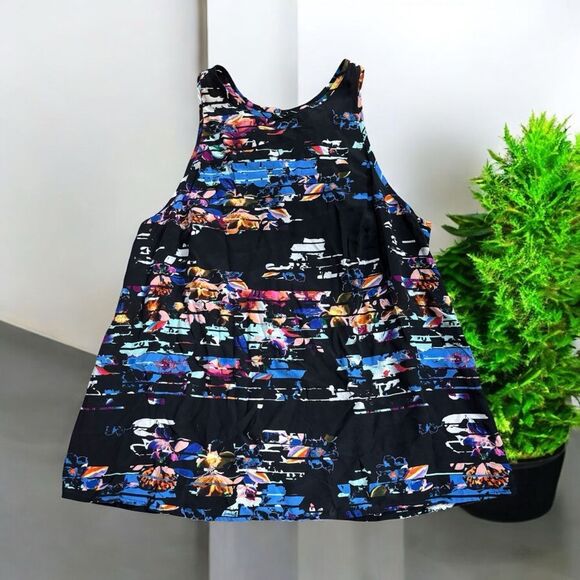 YUMI KIM Anthropologie 100% silk sleeveless blouse tank abstract floral - Picture 1 of 7